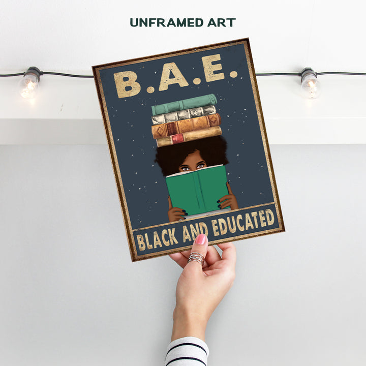 Black and Educated - Black Wall Art - African American Wall Art - Black Woman Poster - African American Women, African American Woman, Black Women - African American Girl - Classroom Decorations