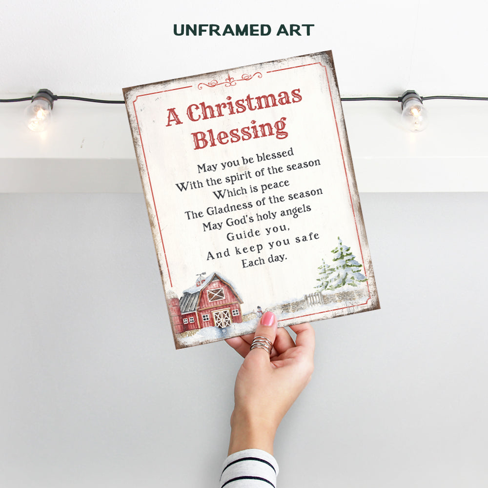 Rustic Farmhouse Christmas Decor - Cute Old Fashioned Country Christmas Decorations - Xmas Decorations - Christian Religious Christmas Home Decor - Unique Retro Vintage Holiday Wall Decor Poster