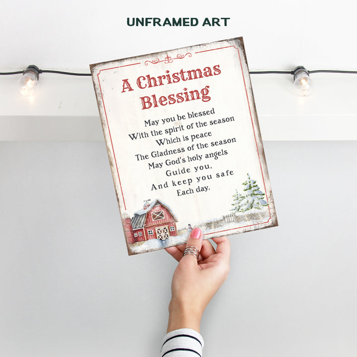 Rustic Farmhouse Christmas Decor - Cute Old Fashioned Country Christmas Decorations - Xmas Decorations - Christian Religious Christmas Home Decor - Unique Retro Vintage Holiday Wall Decor Poster