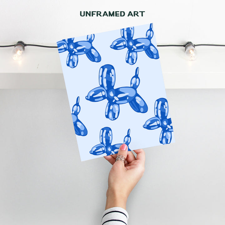 Pop art Balloon Dog Wall Art - Aesthetic Contemporary art - Preppy Room Decor - Blue VSCO Retro art Bedroom Decor - Trendy Modern art Poster - Woman Teen Girl Dorm Room Decor - Yellowbird Art & Design