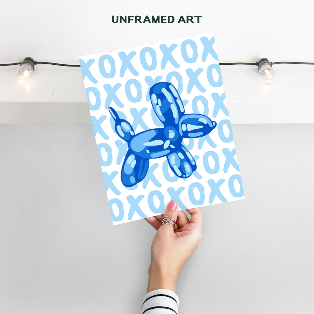 Balloon Dog Wall Art Poster - Cute Aesthetic Room Decor - Preppy Room Decor - Yellowbird Art & Design - Blue Minimalist Modern art - Girls Teen Room Decor - Trendy Pop art VSCO Dorm Room Decor