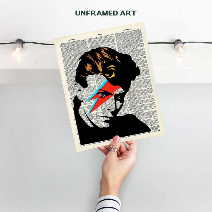 David Bowie Unframed Dictionary Wall Art Print - Great Gift for Rock n Roll Music Fans - Chic Home Decor - Ready to Frame (8x10) Photo - Ziggy Stardust