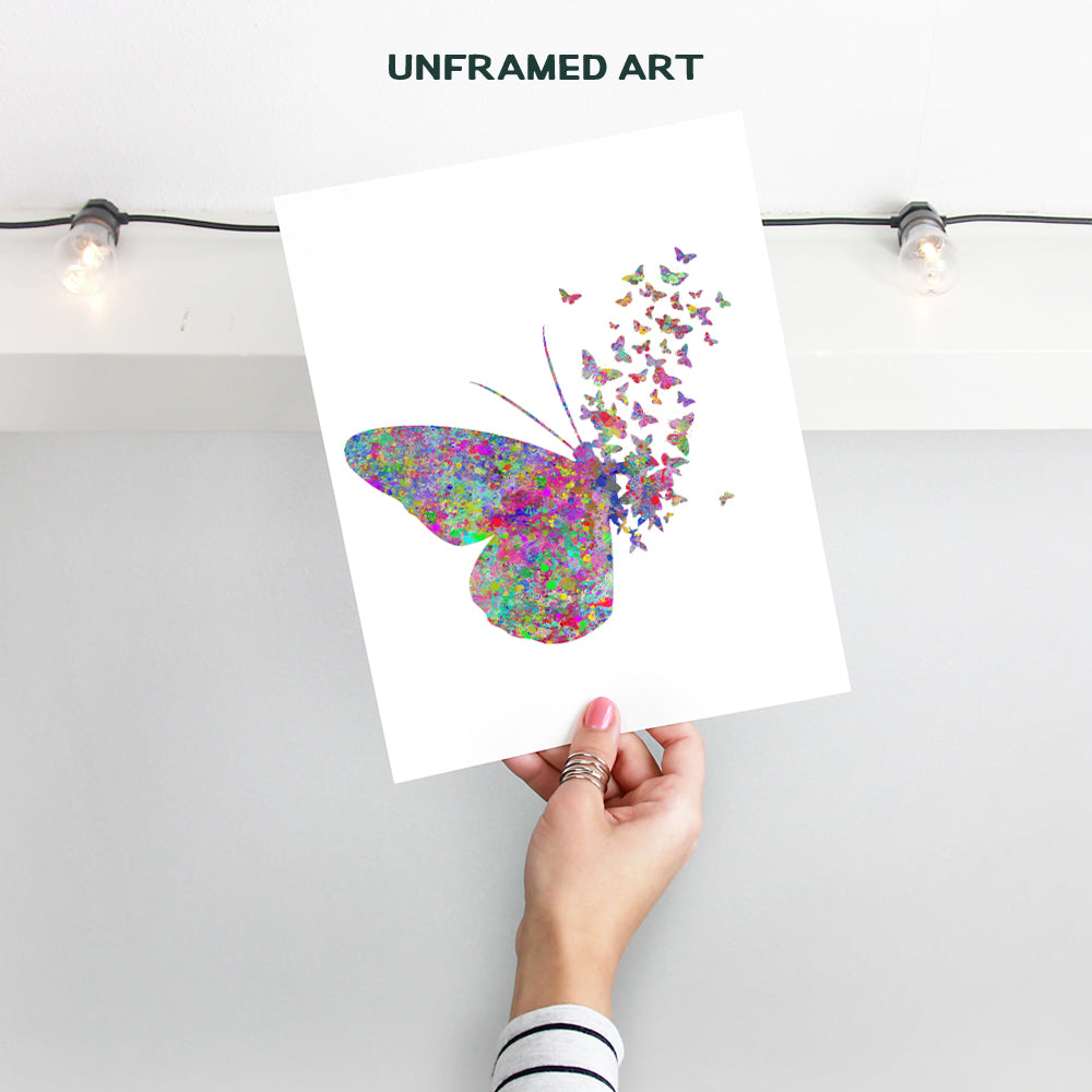 Butterfly Watercolor Style Wall Art Decor Picture for Nursery, Baby, Kids, Women, Girls, Room, Bedroom - Modern Home or Apartment Decoration or Great Gift - 8x10 Contemporary Photo Poster Print