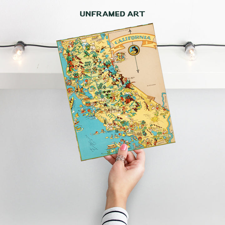 California Poster - California Wall Decor - California Wall Art - California Travel - Unique Gift for CA, Los Angeles, LA, San Francisco Fans - Vintage Retro Travel Posters Room Decoration - 8x10