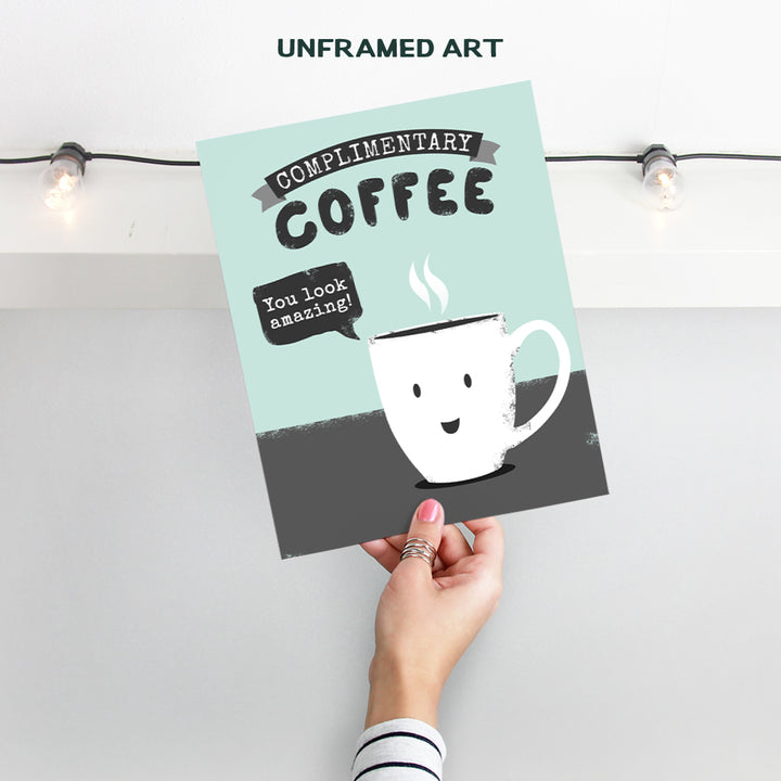 Coffee Sign Wall Decor and Kitchen Art - 8x10 Poster Print for Coffee Bar, Home, Office or Apartment Decoration, Cafe or Shop - Funny Typography Sign - Cool Unique Gift for Java Fan - Unframed Picture