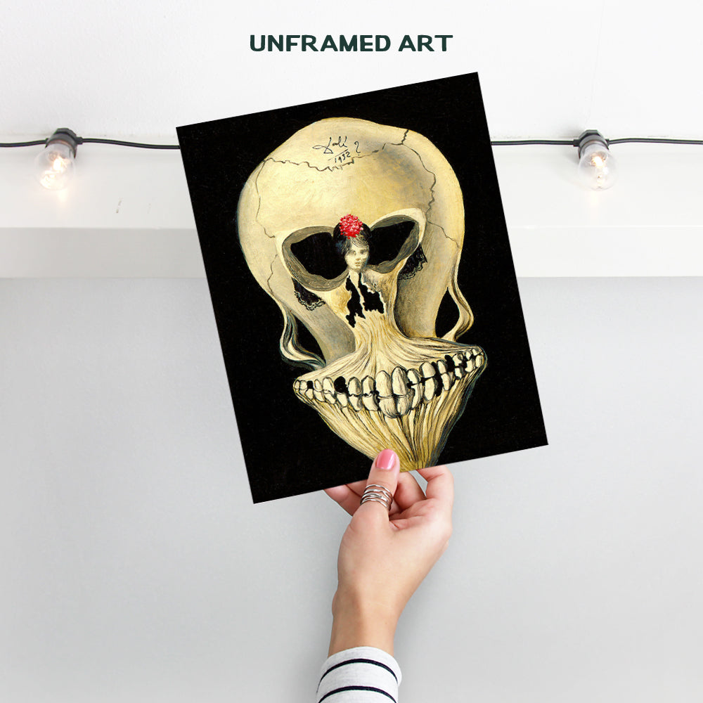 Salvador Dali Skull Wall Art & Decor - Aesthetic Room Decor - Gallery Wall Art - Goth Gothic Home Decor - Salvador Dali Prints - Creepy Hipster Surrealism Wall Art - Museum Poster - Optical Illusion