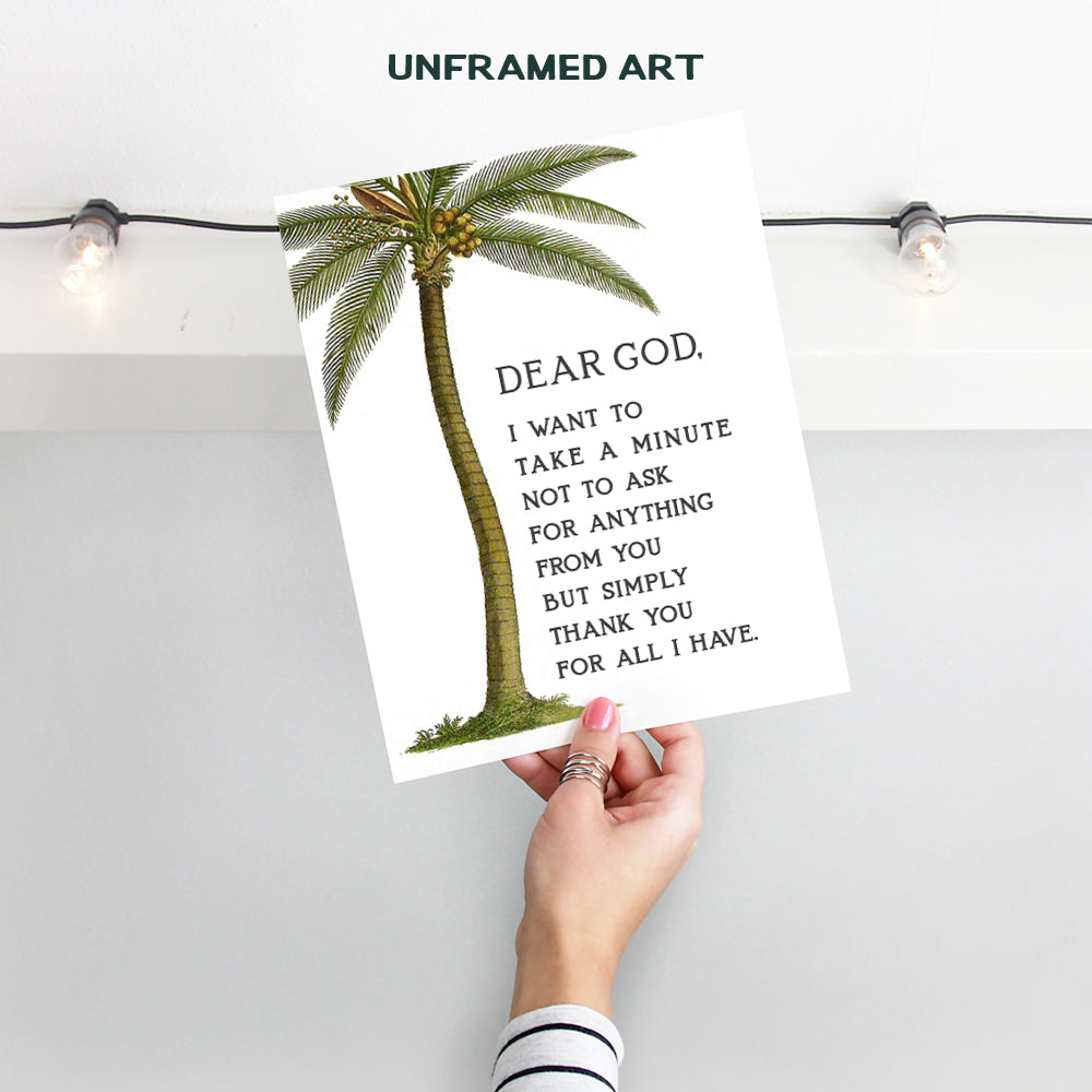 God Wall Decor - Religious Art Print - Religious Gifts for Women - Christian Gifts for Women - Catholic Gifts for Women - Prayer Wall Decor - Palm Tree Decor - Tropical Wall Decor - Grateful Heart