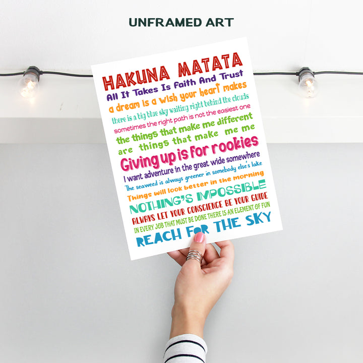 Quotes Wall Decor - Hakuna Matata - Inspirational Gifts for Women, Men, Kids, World Fans - Motivational Wall Art - Decorations - 8x10 print Unframed