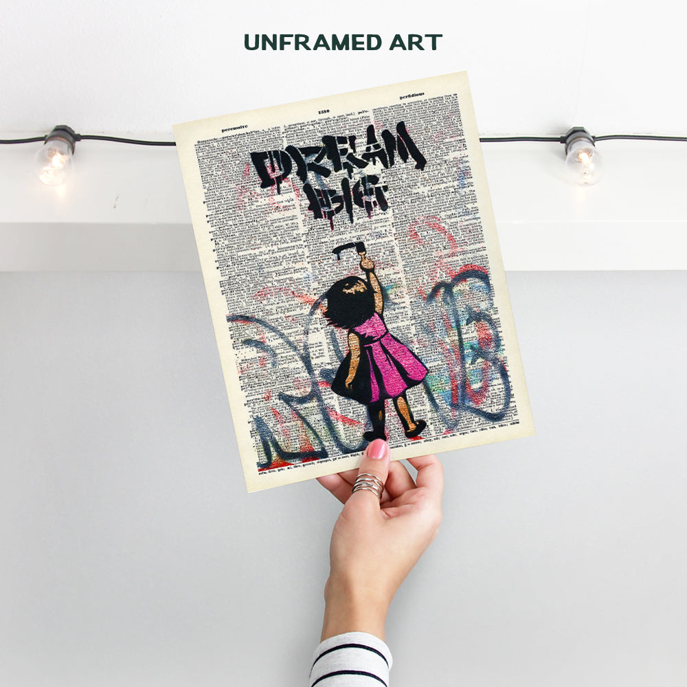 Motivational Graffiti Dictionary Art for Room Decorations, Home, Apartment or Office Decor - Upcycled Wall Art Poster Print Photo - Unique Modern Street Art and Gift for Women Entrepreneurs