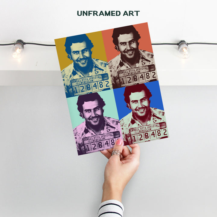 Pablo Escobar Mugshot, Modern Pop Art Wall Decor - 8x10 Contemporary Andy Warhol Style Decoration for Dorm Room, Apartment, Teens Room, Man Cave - Unique Contemporary Home Decor and Great Gift