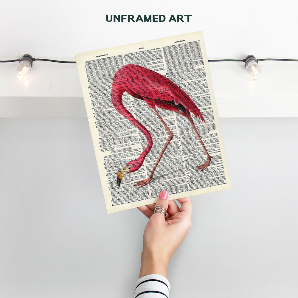 Flamingo Decor - Flamingo Wall Art - Tropical Wall Decor - Tropical Wall Art - Dictionary Art - Room Decorations For Bedroom, Living Room, Bathroom, Office - Flamingo Gifts for Women