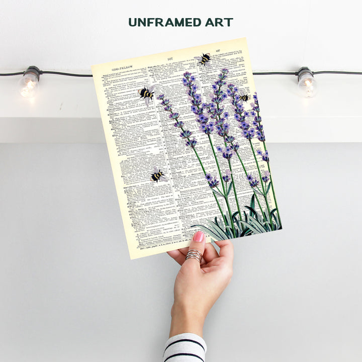 Floral Upcycled Dictionary Wall Art Print - 8X10 Vintage Unframed Photo - Perfect Easy Gift and Great for Home Decor