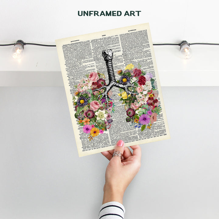 Upcycled Dictionary Wall Art Print - Vintage 8x10 Unframed Photo - Great Gift For Steampunk Lovers - Chic Home Decor - Flower Lungs