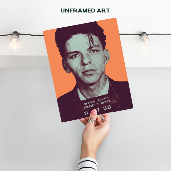 Frank Sinatra Mugshot Poster, Wall Art Print - 8x10 Warhol modern Pop Art Home Decor - Cool Unique Contemporary Room Decorations for Living Room, Bedroom - Gift for Ole Blue Eyes Fans - UNFRAMED