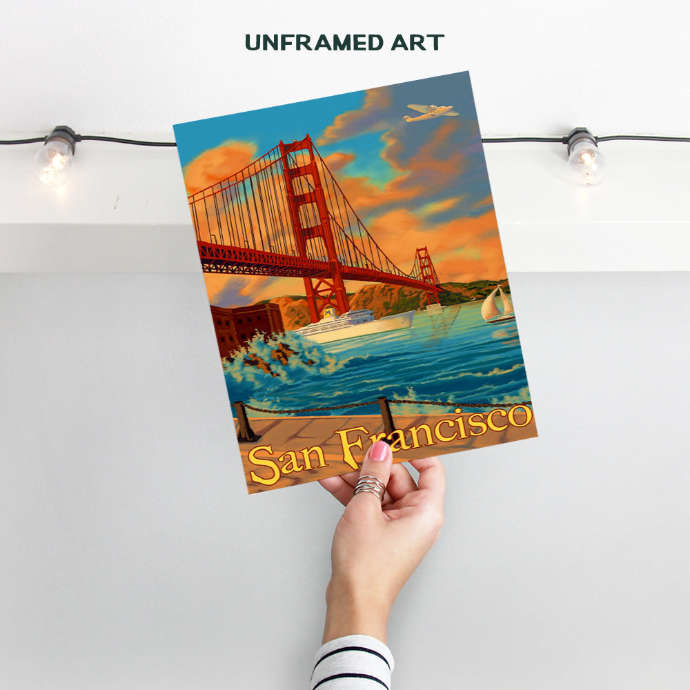 Golden Gate Bridge Unframed Photo - Vintage Wall Art Print - Makes a Great Gift - Chic Home Decor - Ready to Frame (8x10)