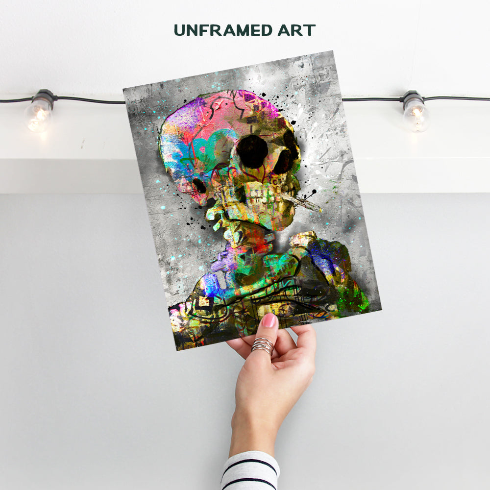 Graffiti Van Gogh Wall Art - Banksy Wall Art - Dorm Room Poster - Graffiti Wall Art - Cool Wall Decor - Trendy Room Decor Aesthetic - Funky Wall Art & Decor - Modern art - Skeleton Stoner Room Decor