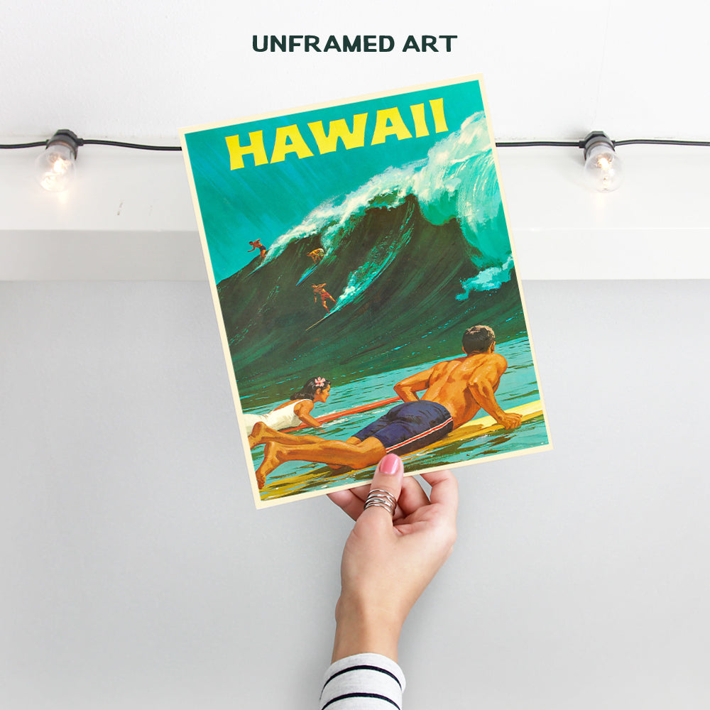 Hawaii Wall Decor - Surfing Wall Art - Surf Decor - Hawaiian Wall Decor - Tropical Wall Decor - Hawaiian Wall Art - Ocean Wall Decor - Vintage Travel Posters - 8x10 Picture