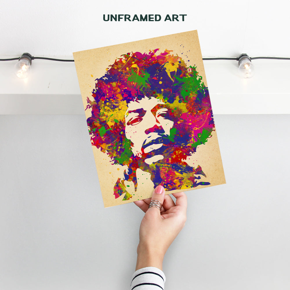 Jimi Hendrix Poster - 8x10 Psychedelic Experience Wall Art Decor for Men, Boys Bedroom, Living Room, Music Studio - Gift for Guitarist, Musician, Woodstock, Purple Haze, 60's Music Fan - UNFRAMED