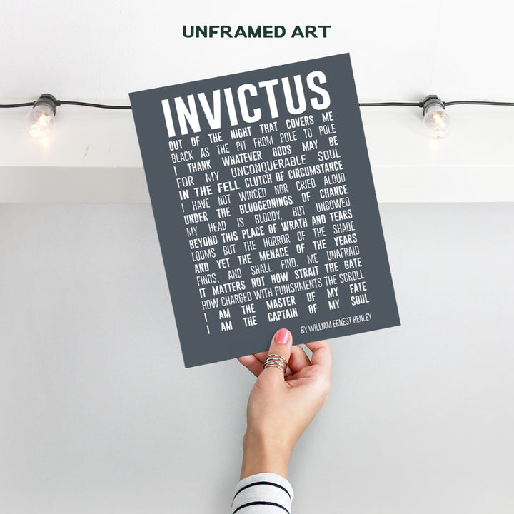 Invictus Poem Quote Wall Art Print - Motivational Inspirational Home Decor for Bedroom, Den, Office, Classroom or Dorm Room - Makes a Great Gift for Teachers, Graduation, Kids - 8x10 Photo - Unframed