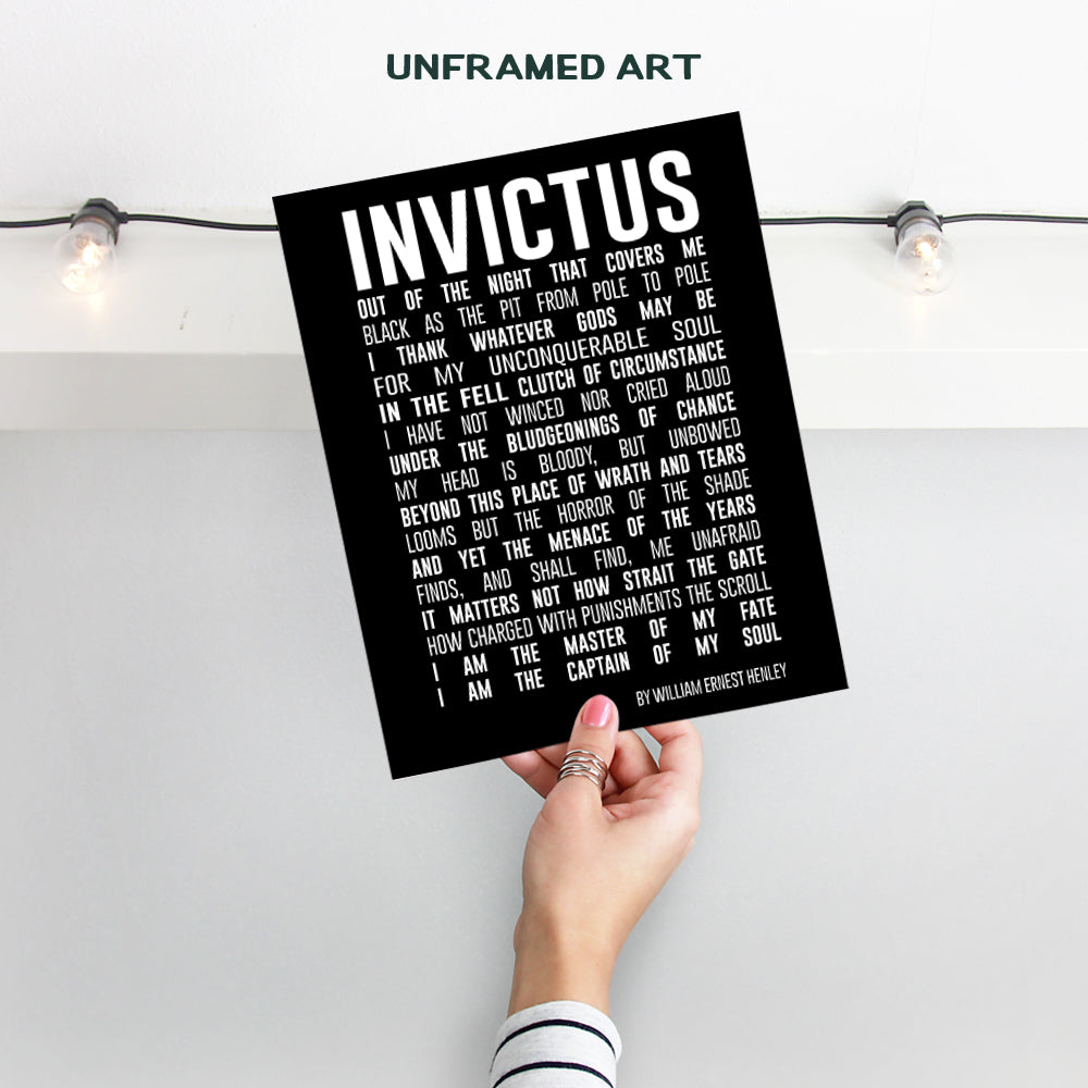 Motivational Invictus Poem Quote Wall Art Print - Inspirational Home Decor for Bedroom, Den, Office, Classroom or Dorm Room - Gift for Entrepreneurs, Teachers, Men, Teens, Kids - 8x10 Photo - Unframed