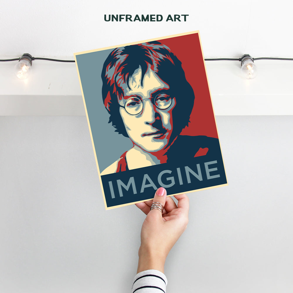 John Lennon Imagine Wall Art Print - Contemporary 8x10 Photo Poster - Cool Unique Gift for Beatles Music Fans - Original Home Decor, Room or Office Decoration - Unframed Picture