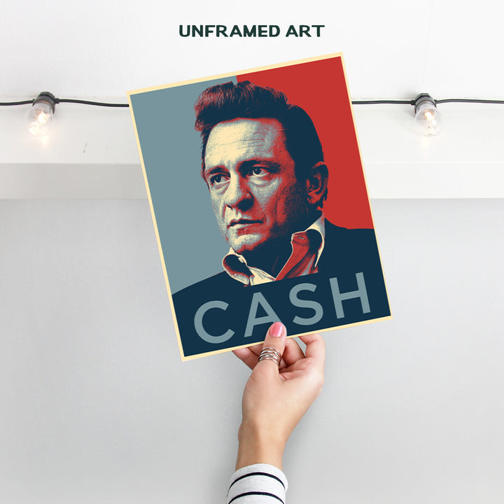 Johnny Cash 8x10 Wall Art Poster - Contemporary Art Print - Gift for Country Music, Nashville Fans - Unframed Picture Photo