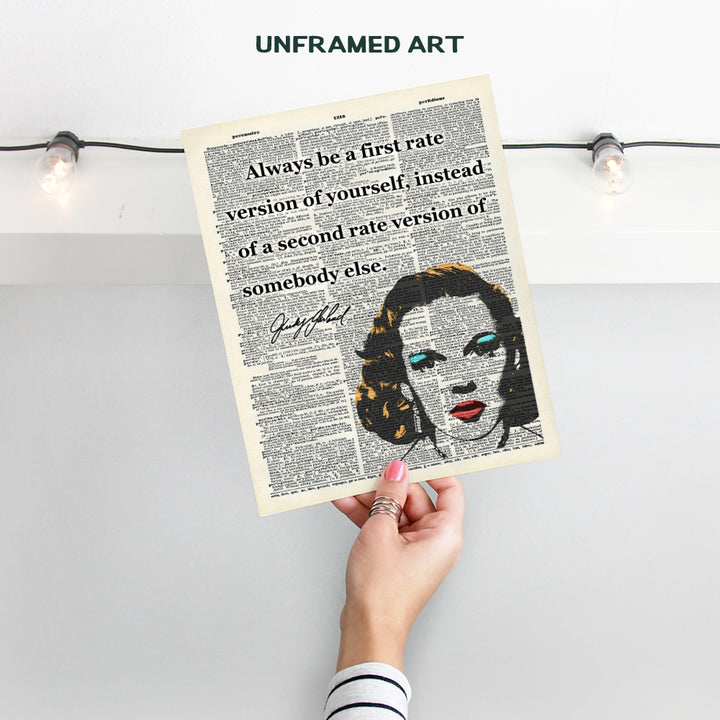 Judy Garland Inspirational Quote Upcycled Dictionary Wall Art Poster Print - Great Motivational Gift for Women, Wizard of Oz Fans - Contemporary Modern Pop Art Home and Office Decor, 8x10 Photo