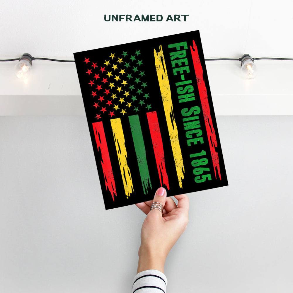 Juneteenth Flag Wall Art - Black Culture - Black Art - African American Wall Decor - Black Power - Afro American Flag - Black History Month - Black Pride Poster 8x10