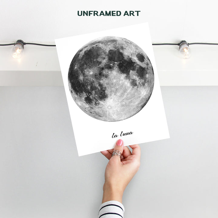 La Luna - Full Moon Decor - Moon Wall Art - Moon Wall Decor - Picture Photo - Unique Astronomy Gifts - Lunar Wall Art