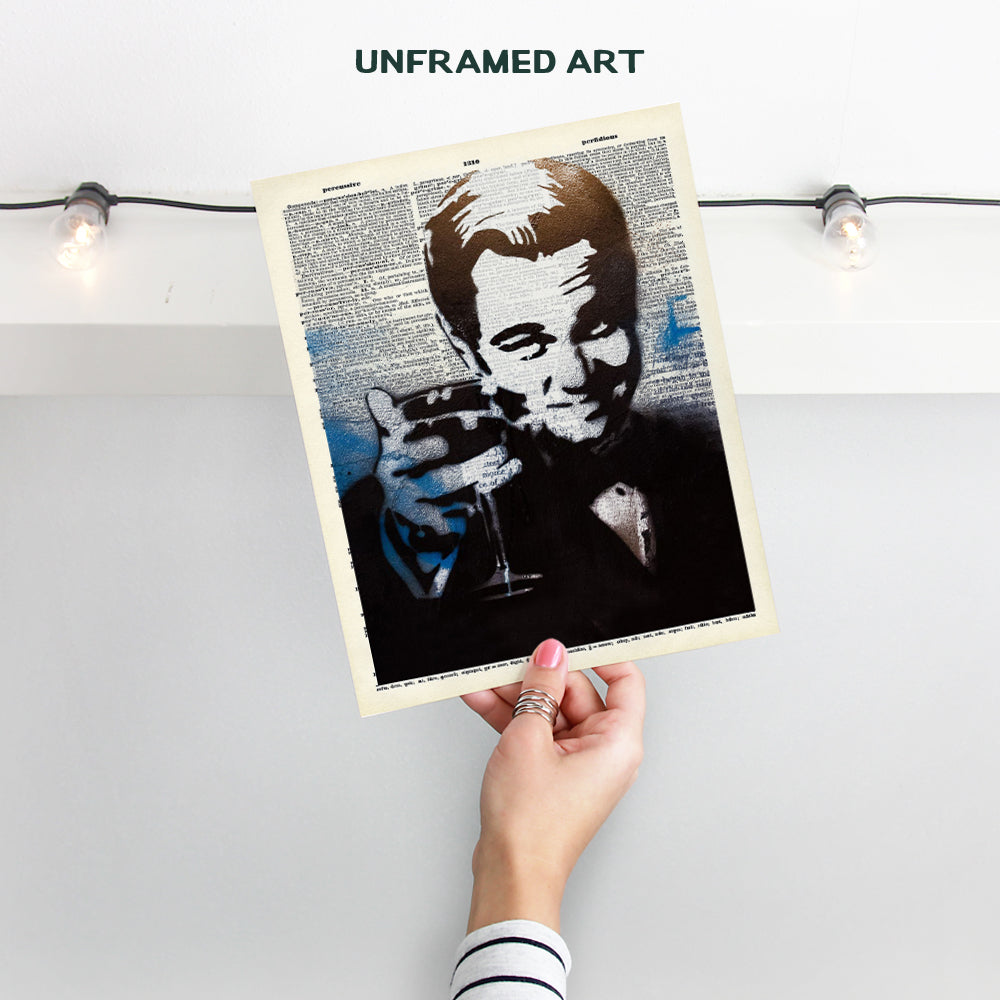 Banksy Leonardo DiCaprio Poster Wall Art Print - Unique Home Decor for Bar, Kitchen, Office - Congratulations Gift for Bachelor Party Celebration - 8x10 Photo Unframed