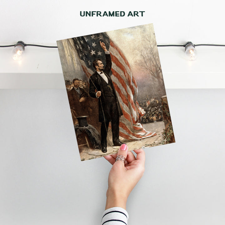 Abraham Abe Lincoln American Flag Art Photo Poster - 8x10 Patriotic Gift for Men, Republicans, Conservatives, Civil War Buff - Vintage Rustic Room Decor, for Man Cave, Den - Wall Art Home Decoration