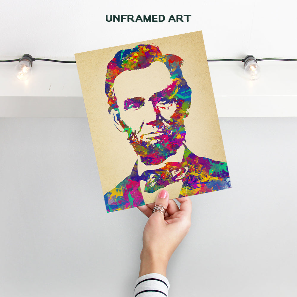 Abraham Lincoln - Abe Lincoln Patriotic Wall Decor for Home or Office - Unique Gift for Republicans, Conservatives, Civil War Buff, Democrats, Liberals - 8x10 Art Print Picture