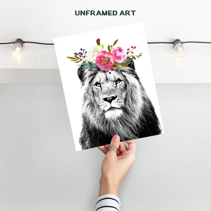 Lion Wall Decor Picture - Lion Wall Art Poster Room Decorations - Jungle Animals Bedroom Decor for Women, Kids, Teens or Girls Room, Living Room, Baby Nursery - Cute Girly Gift for Women