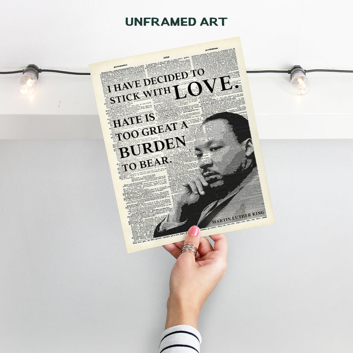 Inspirational Martin Luther King, MLK, Quote Dictionary Wall Art, Home Decor - Upcycled Poster Print for Office or Room Decorations - Gift for Black, African Americans, Civil Rights Fans- 8x10 Photo