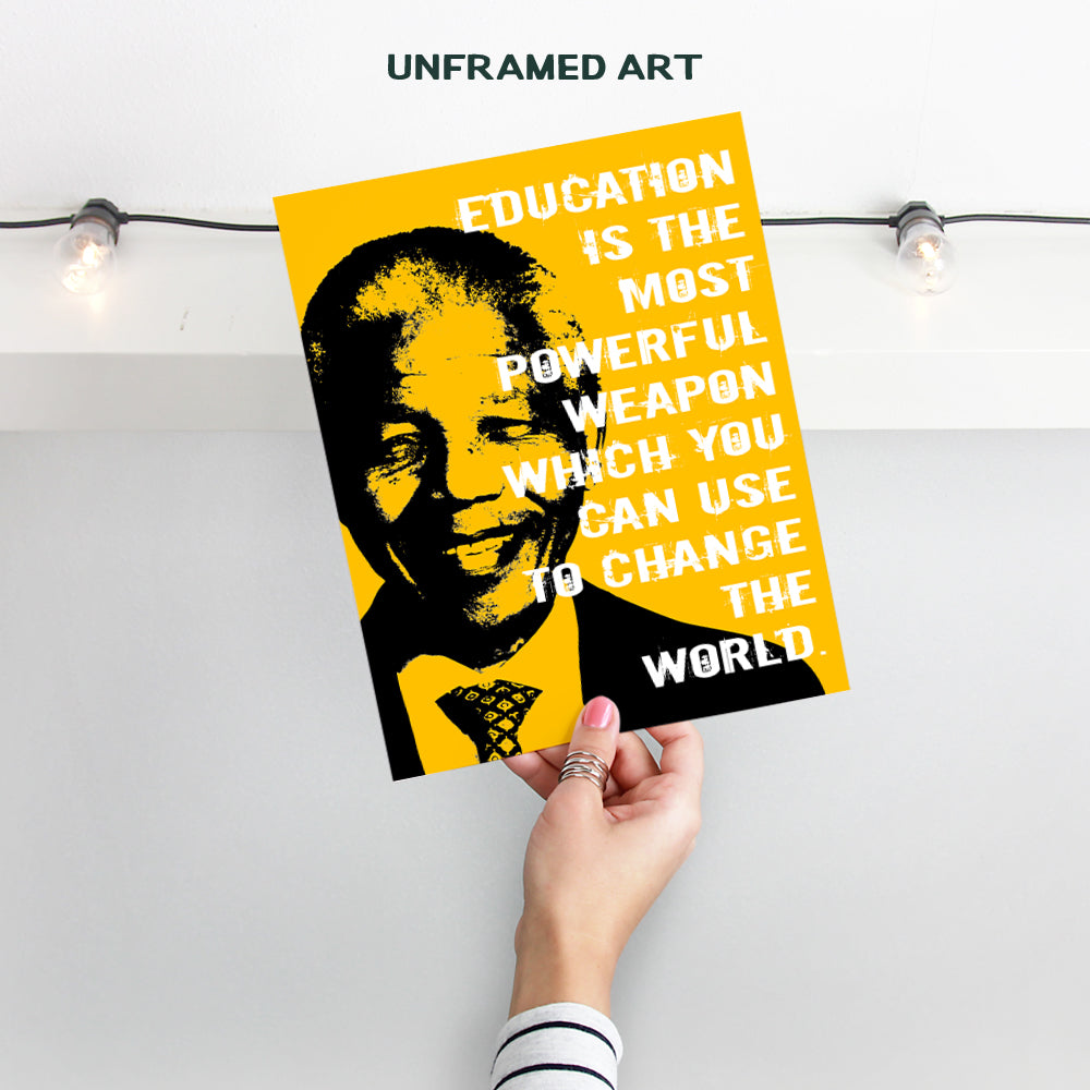 Nelson Mandela Poster, 8x10 - Classroom Decor - Inspirational Quotes Wall Art - Teacher Gifts - School Decorations - Motivational Wall Decor - Nelson Mandela Wall Art - Positive Quotes for Kids