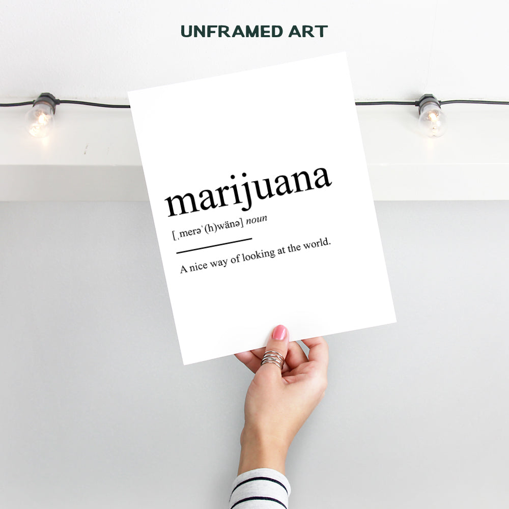 Marijuana Definition - Unframed Wall Art Print Typography - Makes a Great Affordable Gift - Funny Home Decor - Ready to Frame (8x10) Photo