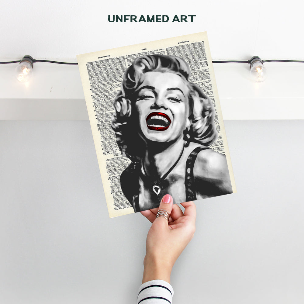 Marilyn Monroe Wall Art - Marilyn Monroe Wall Decor - Banksy Wall Art - Graffiti Wall Art - Banksy Poster - 8x10 Dictionary Art - Classic Movies - Vintage Movie Poster