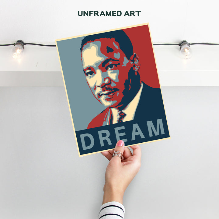 Martin Luther King Obama Wall Art - 8x10 Dream Photo Poster - Unique Home Decor or Gift - MLK, Black History Month, African American, Civil Rights, Pride, Teacher, Classroom - Unframed Picture Print