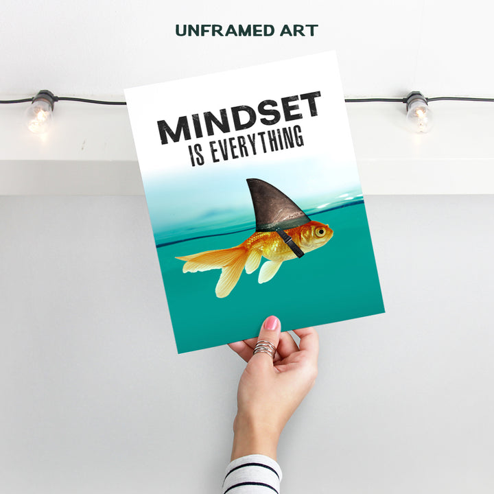 Motivational Wall Art Posters for Home, Office - Mindset is Everything - LARGE 11X14 - Inspirational Gifts for Men, Students - Entrepreneur Wall Art Decor - Uplifting Self-Improvement Positive Quotes