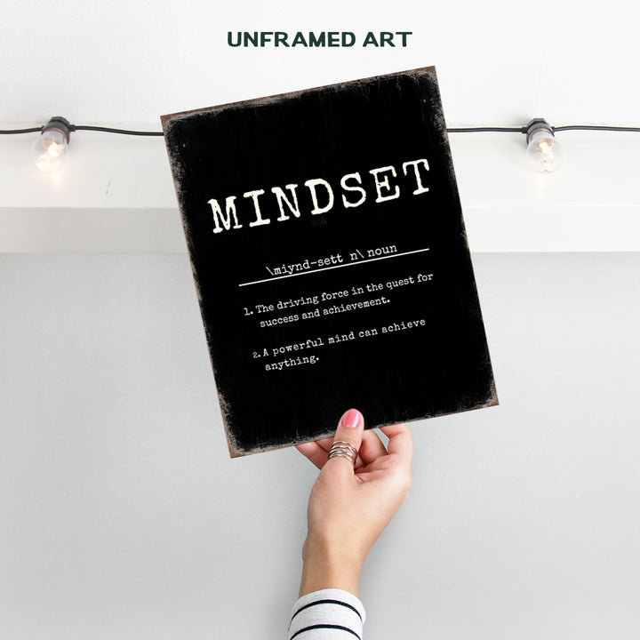 Mindset Inspirational Quotes Wall Decor - Encouraging positive Wall Art - Home Office Decorations for Entrepreneur - Personal Growth Motivational posters for Women, Men - Success Typography Wall Art