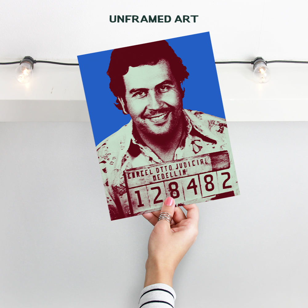 Pablo Escobar Mugshot Wall Art, Contemporary Home Decor - Andy Warhol Style Poster Print - Unique Room Decorations for Dorm Room, Apartment, Teens Room, Man Cave - A Great Gift - 8x10 Photo Unframed