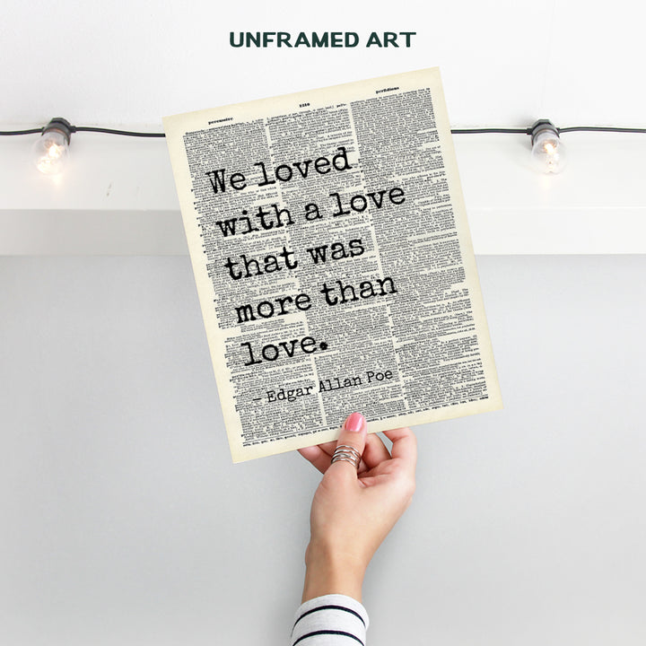 Edgar Allan Poe Quote Wall Art Decor - Gift for Wife, Girlfriend, Women, Her, Anniversary - 8x10 Dictionary Art Decoration for Living Room, Bedroom, Bathroom - UNFRAMED Annabel Lee Poem Poster Print