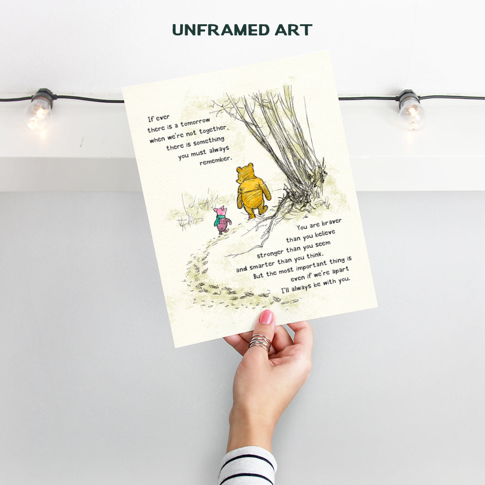 Winnie Pooh Wall Art - Kids Wall Art - Boys Room, Baby Nursery Decor - Girls Bedroom Decor - Wall Decor for Toddlers - Always Remember You Are Braver Than You Believe - A. A. Milne Poster 11x14 Gift