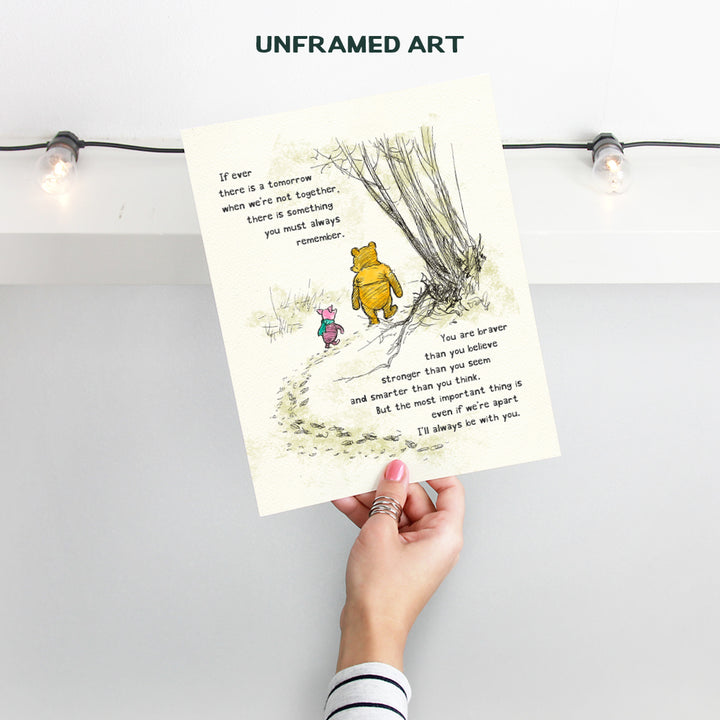 Winnie Pooh Wall Art - Kids Wall Art - Boys Room, Baby Nursery Decor - Girls Bedroom Decor - Wall Decor for Toddlers - Always Remember You Are Braver Than You Believe - A. A. Milne Poster 11x14 Gift