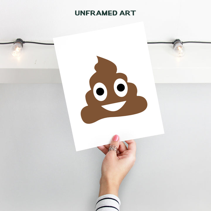 Poop Emoticon Bathroom Wall Art Print - Funny Home Decor for Bath - Makes a Humorous Gag Gift - 8x10 Photo - Unframed