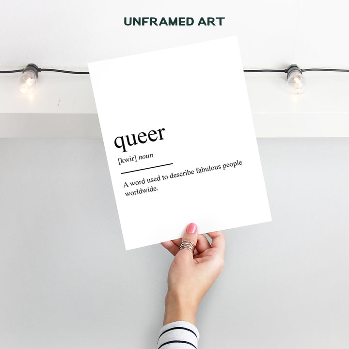 Queer Definition Wall Art, Home Decor - Poster, Print - Unique Room Decorations and Great Gift for LGBTQ, Gay, Lesbian, Trans, Bi Fans - 8x10 Photo Unframed