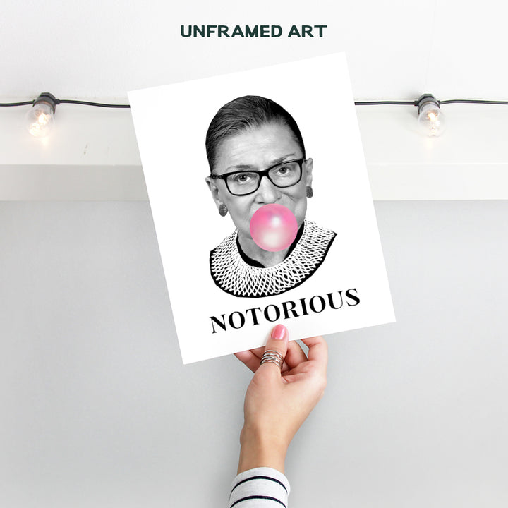 Ruth Bader Ginsburg Wall Art Print - Funny Notorious RBG Poster - Modern Chic Home Decor for Bedroom, Living Room, Office - Great Gift for Democrats, Liberals, Feminists - 8X10 Photo - Unframed