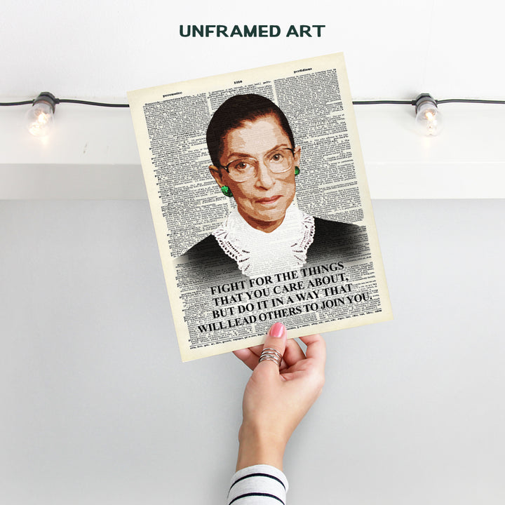 Ruth Bader Ginsburg Wall Art Print - Inspirational Quote Dictionary Home Decor Picture - Upcycled Motivational Decoration for Office, Living Room, Apartment - Gift for RBG Fans - 8x10 Poster