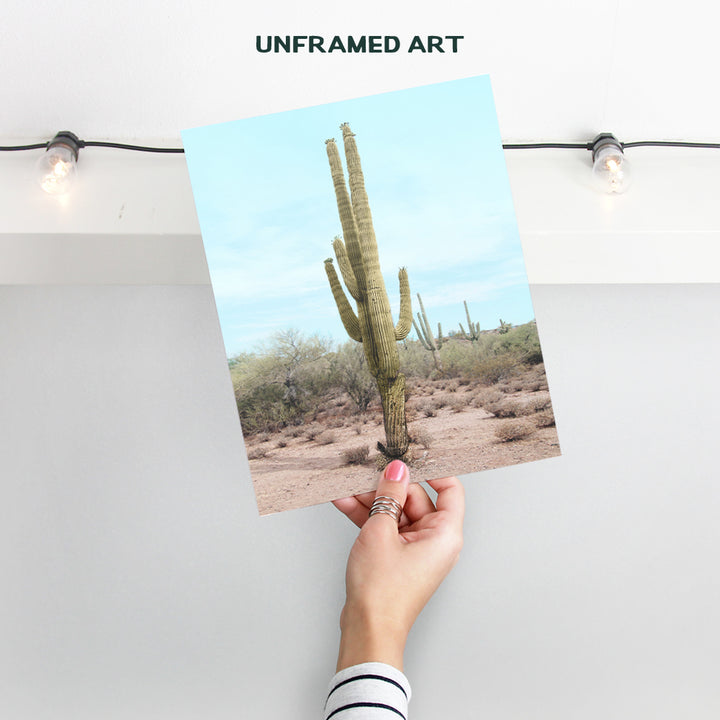 Saguaro Cactus, Desert Wall Art Decor - 8x10 Travel Poster for Bedroom, Living Room, Office, Bathroom - Gift for California, Arizona, Utah, New Mexico Nature Fan - UNFRAMED Picture Photo Photograph