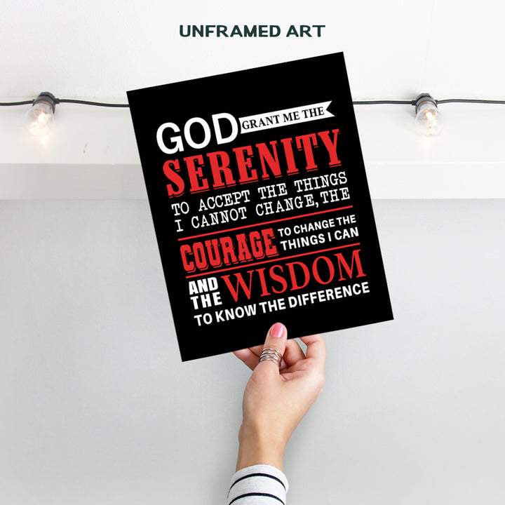 Serenity Prayer Art Print - AA Recovery Wall Art Poster - Perfect Gift for 12 Step Participants - Unique Home Decor for Kitchen, Bedroom, Man Cave, Office - 8x10 Photo Unframed